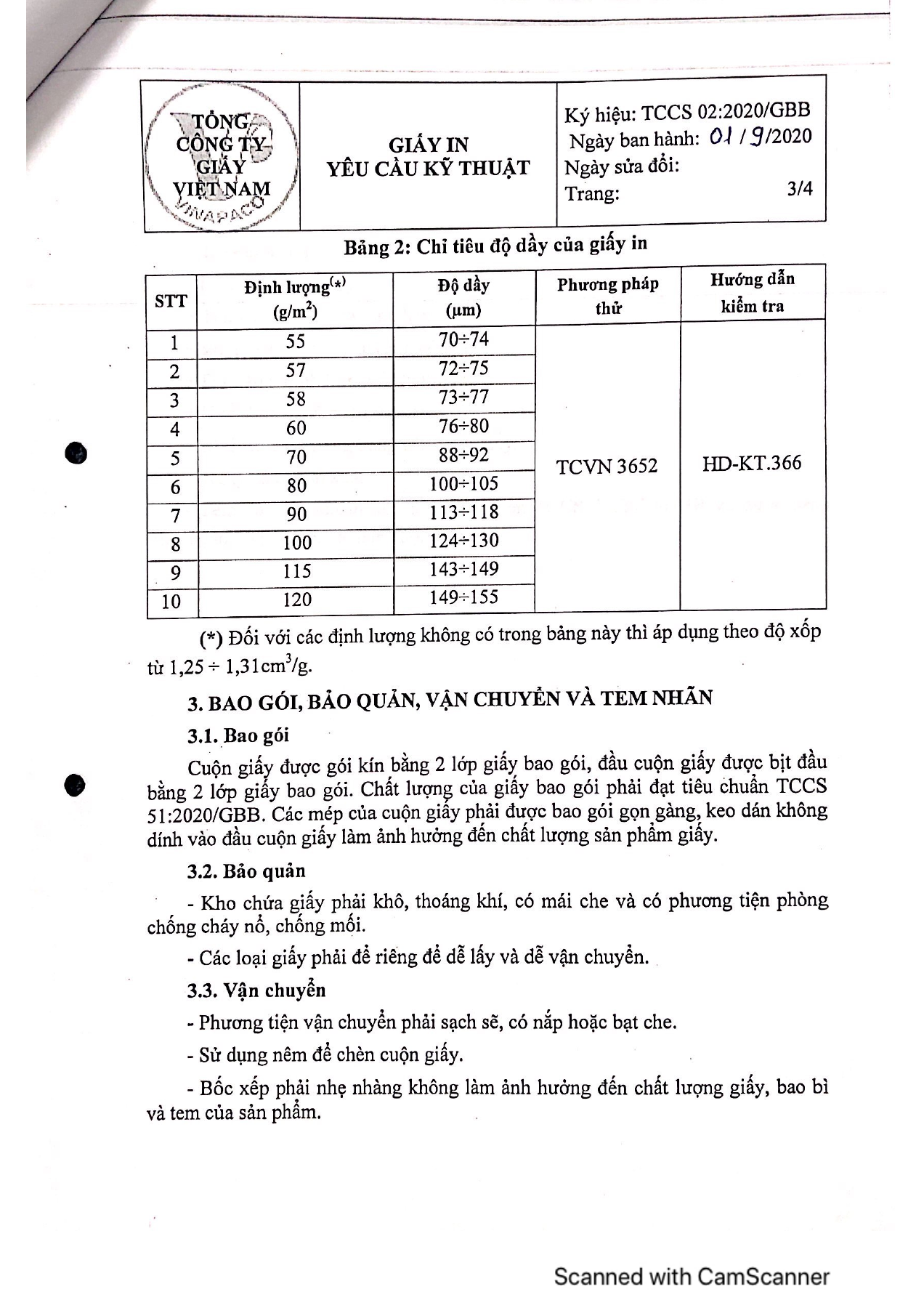 VINAPACO · Giấy in · TCCS 02:2020/GBB