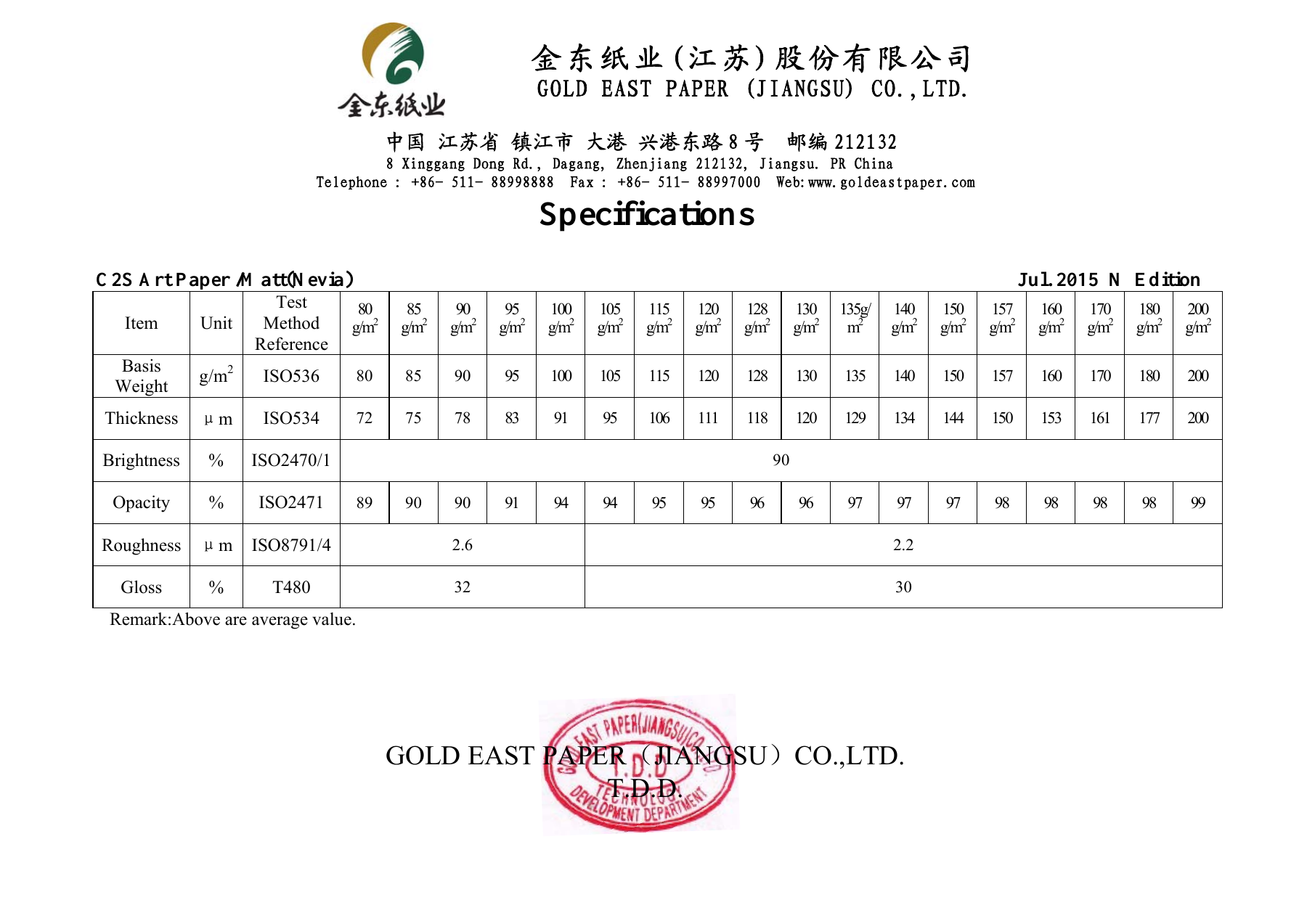 Gold East Paper (Jiangsu) · Nevia Matt · N Edition